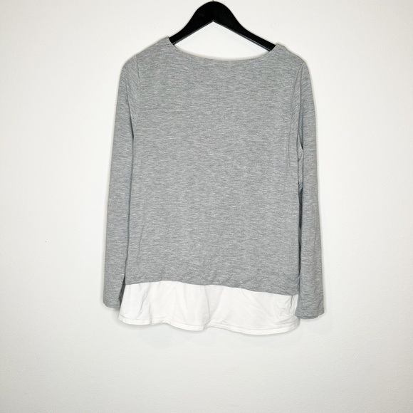 J.Jill Top Long Sleeve Gray Color Scoop Neck Size Knot Viscose Blouse - Picture 4 of 4